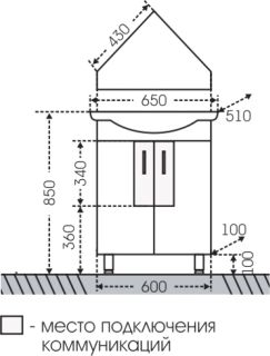 Тумба под раковину СанТа Аврора 216001 угловая 45см белый